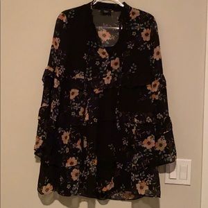 Peaceful Peony Ruffle Dress- Tiered babydoll dress